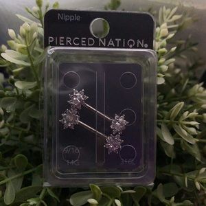 Silver jewel nipple rings